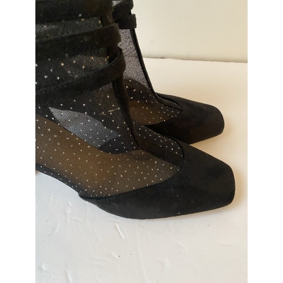 C Comfort Black Ankle Boots Heel Sz 7 Whimsigoth Grung Sparkle festival - Picture 7 of 7